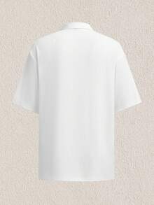 Mercer Haus Zrgoth 男士休闲百搭针织纹理条纹 Polo 衫短袖 T 恤，春夏款 - 白色 - 查看 2