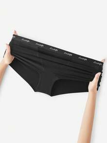 LUVLETTE Plus 3-Pack Women Plus Comfortable Cotton Logo High-Rise Boyshorts-Black - Multicolor - View 5