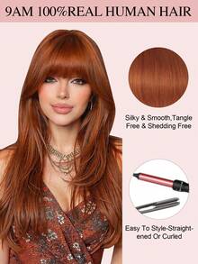 Tóc mái kẹp 100% tóc thật, màu đỏ đồng, size 33, kiểu tóc mái kẹp có phần thái dương, tóc mái giả bằng tóc thật, trông tự nhiên, phù hợp cho nữ, dùng hàng ngày. - S33 - Xem 7