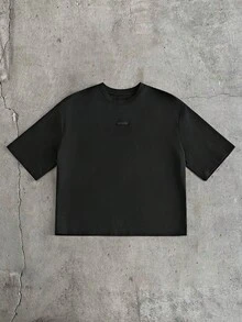 AXEPEAK 男士时尚镶钻短袖T恤 - 黑色 - 查看 2