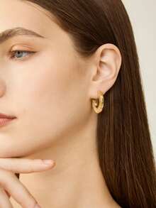 MOTF PREMIUM Pendientes de metal con baño de oro de 18 quilates con diseño de fritillaria blanca de estilo simple y elegante - Amarillo Oro - Ver 5