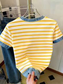 Women's T-Shirt/Suitable For Summer/Striped Pattern Style/Fashion /Casual Simple And Fashionable Top - Multicolor - View 2