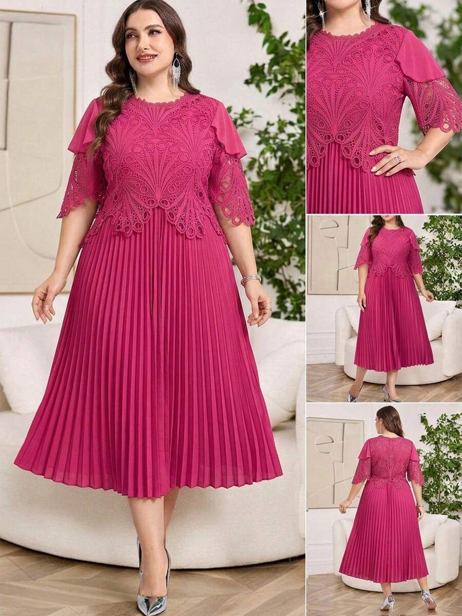 Ellevyn 大码纯色简约休闲短袖连衣裙