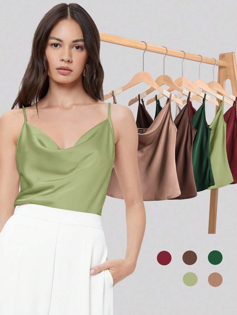 BizChic Áo hai dây không tay bằng satin, thanh lịch, sang trọng, phù hợp cho công sở hàng ngày, mang phong cách lãng mạn thập niên 90, thích hợp cho Giáng sinh, Năm mới, Ngày Valentine, Tiệc tùng, Đi biển, Lễ tốt nghiệp, Thời trang, Lễ kỷ niệm, Kỳ nghỉ, Khách dự đám cưới, Hẹn hò, Tiệc tùng, Buổi hòa nhạc, Bữa ăn sáng muộn, Sân bay. - màu xanh lá - Xem 1
