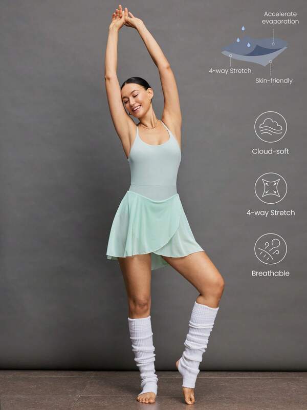 Activina Damen Einfarbiges Asymmetrisches Wickel-Halter Ballettkleid