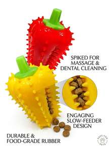 PETSIN 1 Quả bóng nhỏ hình giọt tiêu bằng chất liệu TPR, đồ chơi cho chó gặm, bàn chải đánh răng, đồ chơi đánh hơi cho thú cưng, đồ chơi giúp chó tự giải trí và thư giãn. - Nhiều màu - Xem 2