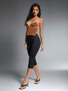 Denimoi Top de tirantes finos con espalda descubierta para mujer, ideal para el verano - Café integral - Ver 3