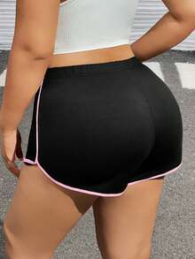 SHEIN EZwear Plus Size Women Elastic Waist Casual Versatile Shorts - Multicolor - View 2