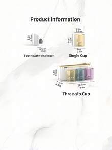 牙刷架套装，含三个牙刷杯和一个牙膏挤压器，适用于浴室收纳，壁挂式自粘设计，无需钻孔，节省空间，防锈耐用塑料材质，易于清洁，防尘防水，现代风格，适合家庭、旅行、居家和厨房使用。 - 三口之家+擠牙膏器 - 查看 3