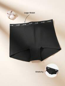 LUVLETTE Plus 3-Pack Women Plus Comfortable Cotton Logo High-Rise Boyshorts-Black - Multicolor - View 3
