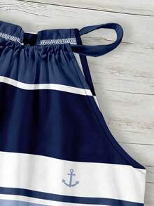SHEIN LUNE Áo tank top cổ yếm màu xanh navy tối giản, phong cách thường ngày dành cho nữ, thích hợp cho mùa xuân/hè. - Nhiều màu - Xem 3