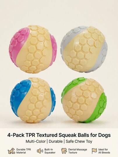 PETSIN 1 Quả bóng đồ chơi cho chó bằng chất liệu TPR nhiều màu sắc, sọc, đường kính 6cm, có âm thanh, thích hợp cho thú cưng chơi đùa - Tuyệt vời cho những chú chó thích chơi.