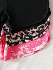 SHEIN Bộ 3 áo liền quần cho bé gái sơ sinh, màu trắng, hồng, họa tiết hoa sọc nhiều màu sắc, không tay, thoải mái và giản dị cho mùa hè mặc hàng ngày. - Nhiều màu - Xem 5