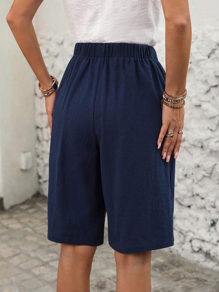 Women's Solid Color Pocket Button Casual Versatile Daily Wear Shorts Shorts With Pocket Women's Comfort Shorts Cotton Summer Short Outfits For Women Shorts For Women