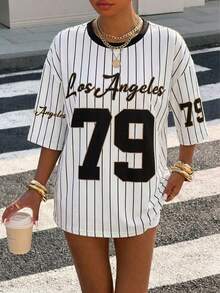 Muchica 女士休闲街头风短袖T恤，女士街头时尚，女士夏季服装 - 彩色 - 查看 3