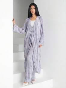 Bộ 2 món gồm áo dài tay in họa tiết toàn thân và quần cạp chun cho nữ. - Nhiều màu - Xem 5