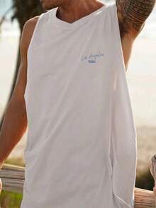 Manfinity Dauomo Coastal | Men's Casual Vacation Style California Coastal Elements Printed Vest | Suitable For Summer Wear | Comfortable & Breathable | Fashion - White - View 2