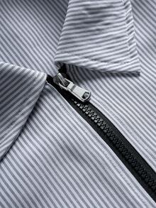 PAVTROS Men's Casual Striped Cartoon Print Shirt, Summer - Black and White - View 4