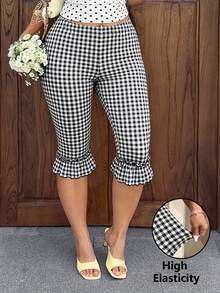 GalTyme Quần legging lửng 7/8 kẻ caro dáng ôm dành cho nữ cỡ lớn, đa năng, thích hợp mặc hàng ngày. - Nhiều màu - Xem 3