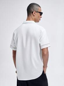 NobleFwd Men's Suit Collar Single-Breasted Striped Casual Commuter Short Sleeve Shirt Spring To Summer Guayabera Shirt Men - White - View 2