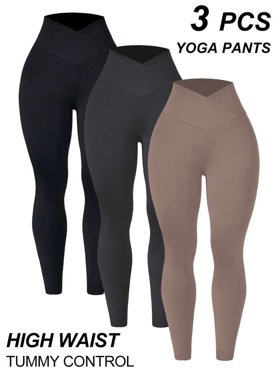SHEIN Velisys Quần legging thể thao nâng ngực ôm sát eo chéo - Nhiều màu - Xem 1