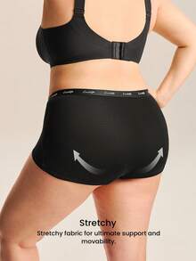LUVLETTE Plus 3-Pack Women Plus Comfortable Cotton Logo High-Rise Boyshorts-Black - Multicolor - View 2