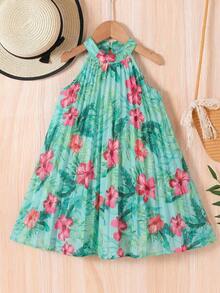 SHEIN 少女无袖碎花修身休闲连衣裙 - 彩色 - 查看 6