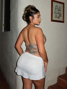 Maria Perezxox Sommer Frauen Sexy Vintage Muster Mesh Tiefer Ausschnitt Perlen Dekor Bodycon Trägertop, geeignet für Urlaubsparty, Weihnachten, Date Night, Nachtclub, Bohemian, Boho, Urlaub, Boho Sommer Top Hippie Top Boho Zweiteiler Frühling Frauen Valentinstag Strand Elegant Lässig Urlaub - Verschiedenfarbig - Übersicht 2