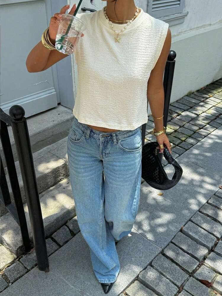 Siren Gaze Women's Solid Color Casual Versatile Daily Wear Top - Apricot - View 4
