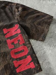 NEON BLANC Áo sơ mi denim nam tay ngắn, cài cúc đơn, thêu chữ. - màu nâu - Xem 2