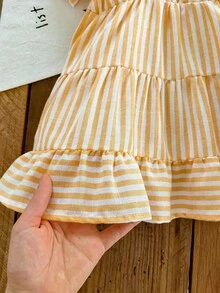 Đầm tay ngắn kẻ sọc ton sur ton cho mẹ và con gái trong kỳ nghỉ hè. - Nhiều màu - Xem 6