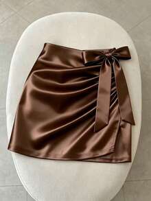 Franclia 女士棕色半身裙、女士优雅半身裙、女士蝴蝶结半身裙、女士职业半身裙、女士紧身半身裙、女士性感半身裙、女士派对半身裙、女士优雅套装、女士优雅连衣裙、女士度假装、休闲连衣裙 - 咖啡棕 - 查看 1