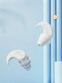 2PCS Anti Noise Silicone Ear Plugs Waterproof Swimming Ear Plugs For Sleep Diving Surfing Soft Comfortable Back To School Supplies - White - View 3