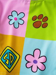 SCOOBY-DOO X SHEIN Áo thun ngắn tay cổ tròn cho bé gái kiểu dáng thường ngày - Nhiều màu - Xem 5