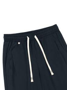 Manfinity Homme Men's Drawstring Waist Pockets Casual Versatile Daily Wear Pants - Navy Blue - View 3