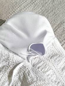 Bộ đồ bơi tankini cổ yếm màu mơ, chất liệu dệt kim họa tiết sao biển, dành cho bé gái tuổi teen, thích hợp cho kỳ nghỉ biển. - trắng - Xem 6