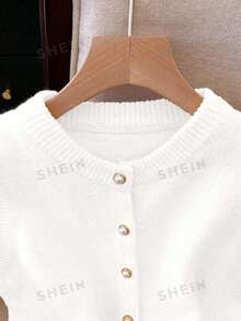 Franclia 女士优雅简约法式时尚淑女百搭优雅针织开衫 - 白色 - 查看 7