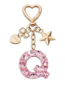 Llavero con letra linda, llavero rosa con diamante, llavero colgante de letra mayúscula de resina con lámina, llavero elegante, regalo para mujer, decoración de billetera, Día del Padre, Día de la Madre, regalo de cumpleaños, regalo festivo de Acción de Gracias y Navidad. - Polvo de diamante - Ver 8
