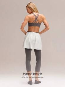 GLOWMODE FeatherFit™- Ribbed Effortless Flow Layering Skirt Yoga Pilates Barre Gym Studio Daily Casual Wear - White - View 2