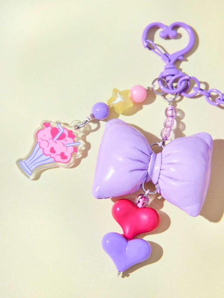 SHEIN X Care Bears Cartoon Bag Creative Hanger, Keychain, Gift - Purple - View 6