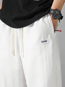 VIVINTIMO Pantalones casuales versátiles de uso diario con cintura con cordón y bolsillos para hombres - Blanco - Ver 8