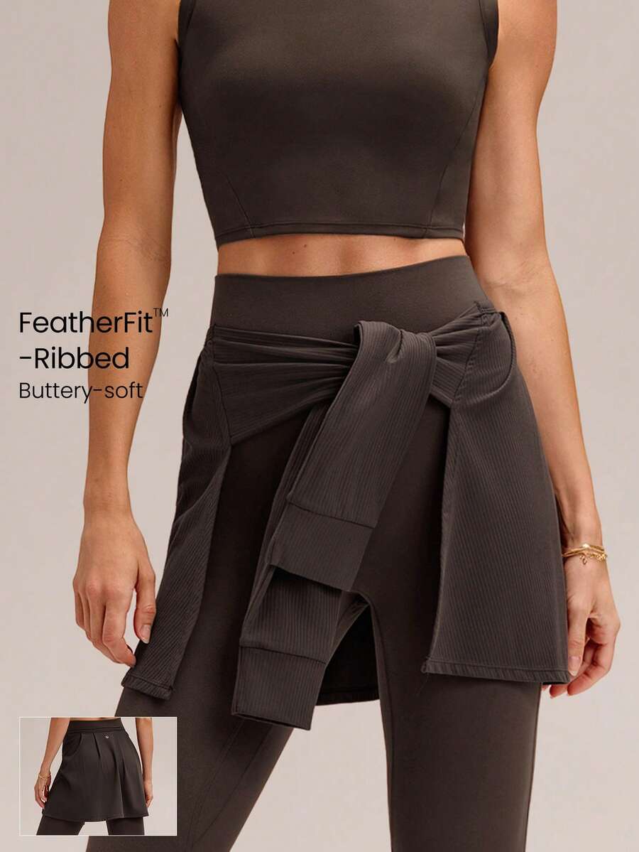 FeatherFit™ - Chân váy xếp lớp co giãn thoải mái, thích hợp cho Yoga, Pilates, Barre, Gym Studio và mặc hàng ngày. - màu nâu - Xem 1