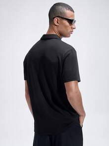 NobleFwd Men's Summer Solid Short Sleeve Casual Polo Shirt For Commute - Black - View 2