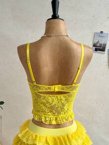Soleia Women's Yellow Lace Camisole For Vacation - Yellow - View 2