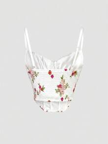 SHEIN MOD Women's Summer Casual Vacation Embroidered Bralette Camisole - White - View 2