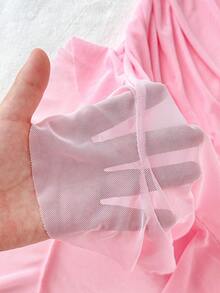 PetitDoll 2pcs Set Sheer Ruched Asymmetrical Hem Mini Skirt - Pink - View 8