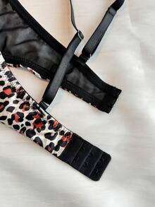 DAZY Leopard Print Adjustable Spaghetti Strap Lightly Padded Bra For Women - Black - View 11