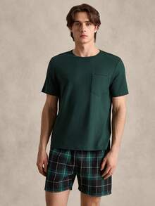 EverLounge Men Plaid Print PJ Set / Pajama Set - Green - View 5