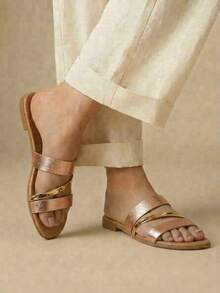 Flat Sandal In Gold, Rose And Silver Gold - 銅色 - 查看 2