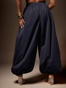 Vixey Pantalones globo con cintura con cordón de tiro alto - Azul - Ver 5